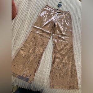 Rachel Zoe Sequin Glitter Lined Pants- Champagne color. Size M 8-10 fits long